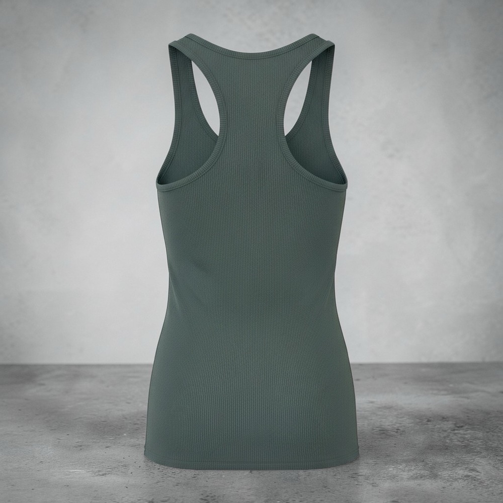 Under Armour Ribbed Racerback Tank - Slate Green - Picture 2 of 5